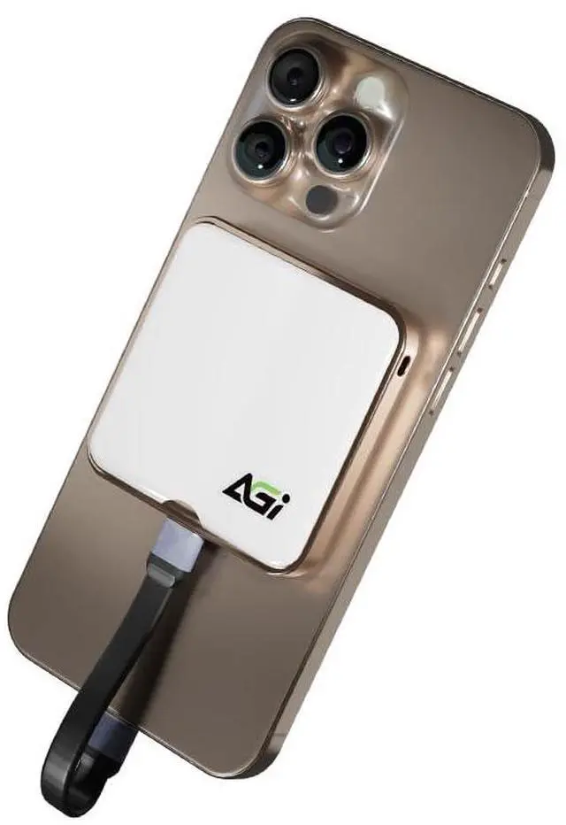 AGI EDM38 Magnetic Portable 1TB SSD, 2050 MB/s Type-C USB 3.2 Gen 2x2 Storage(White), 4K ProRes Record and Store, External Solid State Drive for  product image