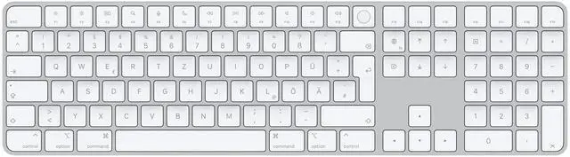 Apple Magic Keyboard with Touch ID and Numeric Keypad: Wireless, Bluetooth, Rechargeable. Works with Mac Computers with Apple Silicon; German - White  product image